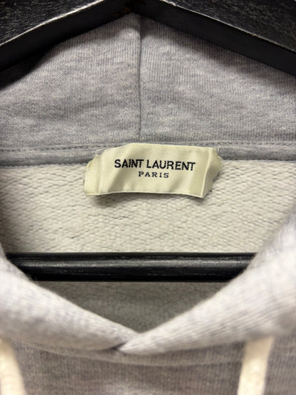 2023 Saint Laurent ‘YSL’ Embroidered Logo Grey Pullover Hoodie
