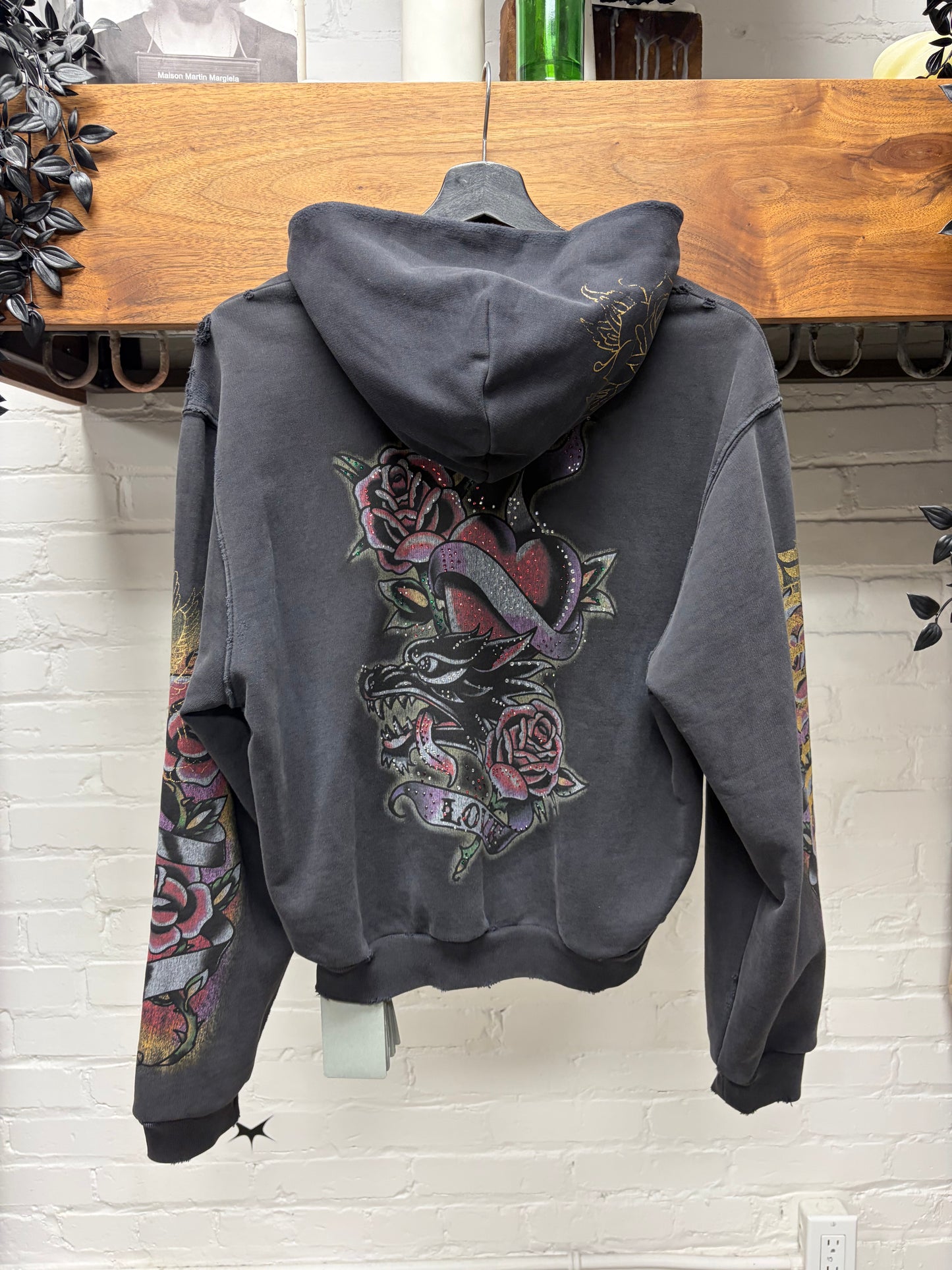 SS2025 Balenciaga ‘Tacky Logo’ Black Studded Zip-Up Hoodie