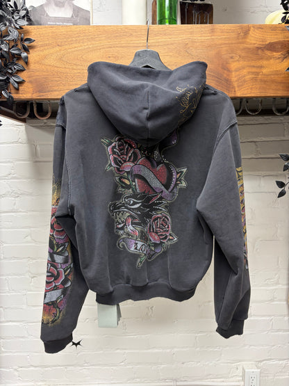 SS2025 Balenciaga ‘Tacky Logo’ Black Studded Zip-Up Hoodie