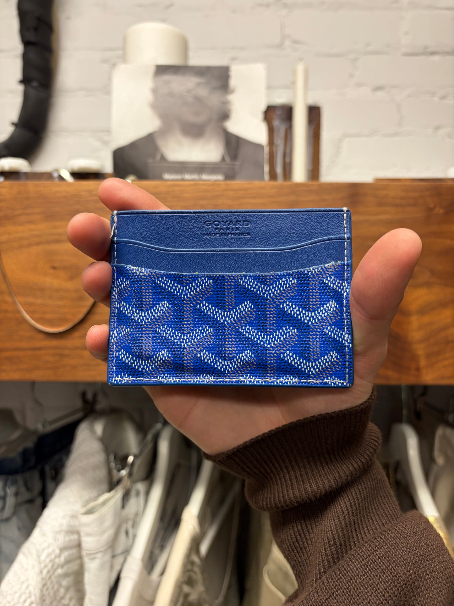 Goyard ‘Saint Sulpice’ Blue Leather Cardholder Wallet