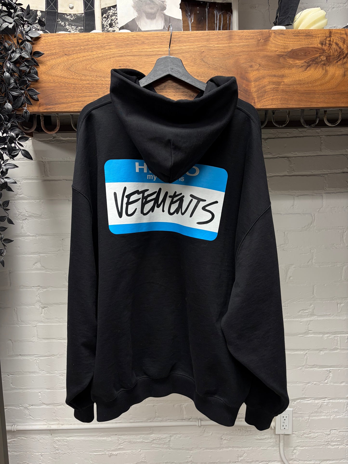 Vetements ‘Nametag’ Black Oversized Zip-Up Hoodie