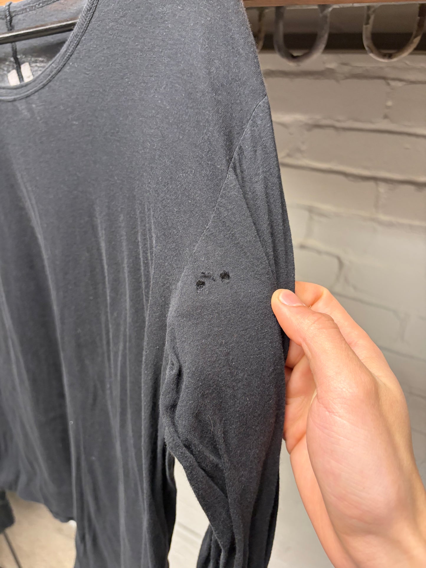 SS2021 Rick Owens ‘Phlegethon’ Black Split Seam Sheer Long Sleeve Shirt
