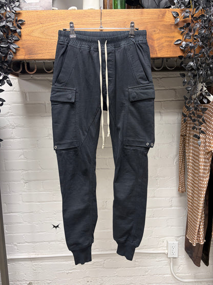 AW2019 Rick Owens ‘Larry’ Black Cargo Jogger Drawstring Sweatpants