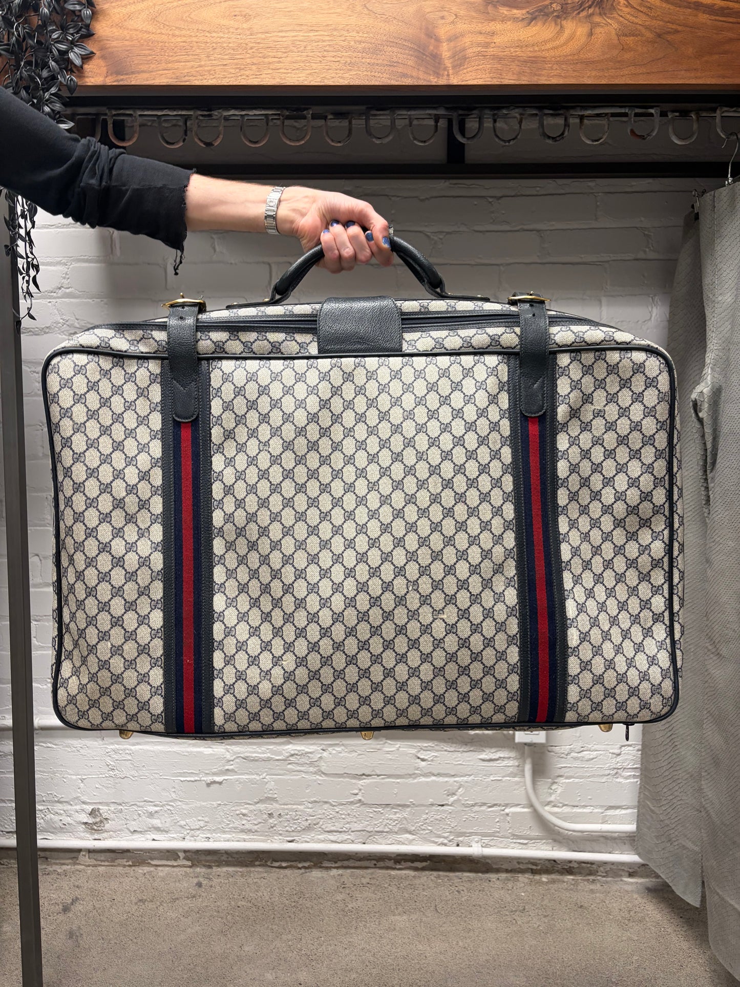 Vintage 1980s Gucci ‘Guccisima’ Monogram Top Handle Canvas Extra Large Luggage Bag