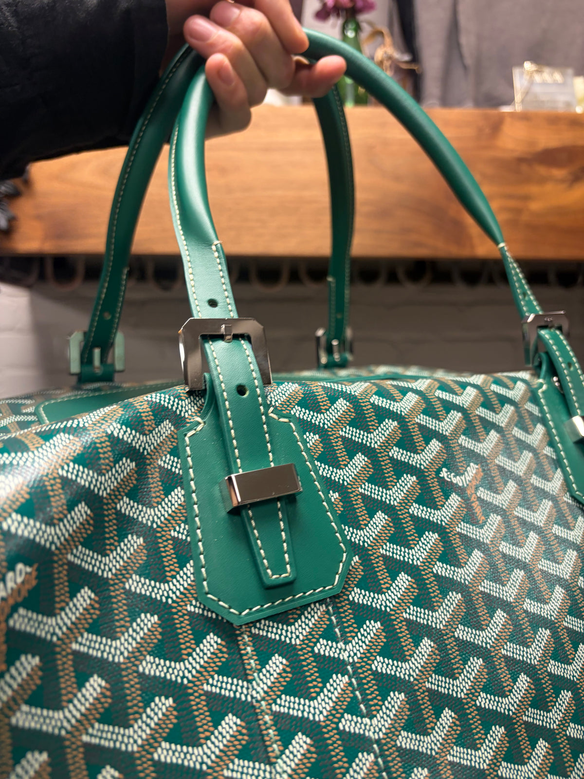 Goyard ‘Boeing 55’ Green Canvas Monogram Weekender Duffle Bag