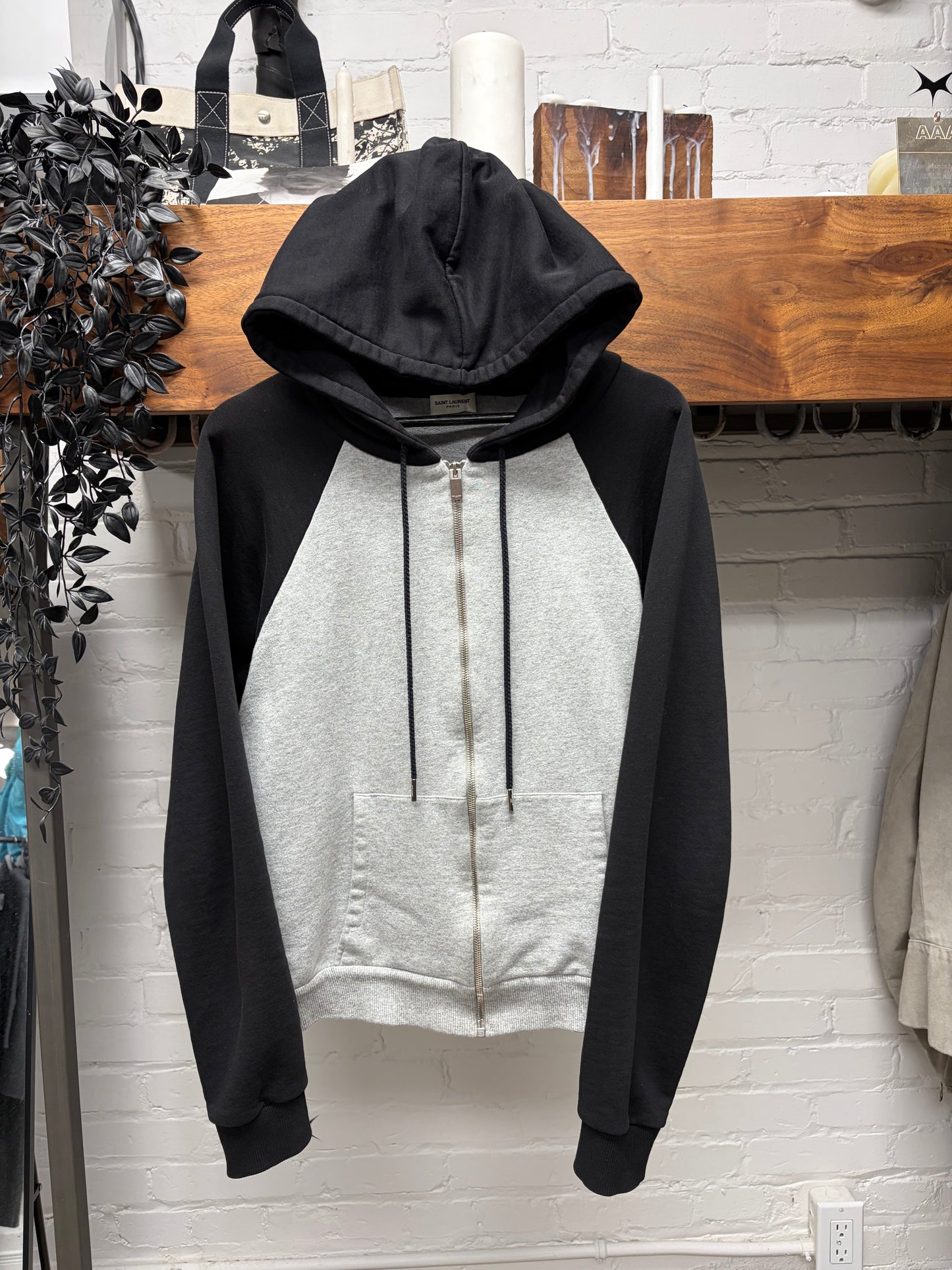 2012 Saint Laurent by Hedi Slimane Grey/Black Zip-Up Hoodie