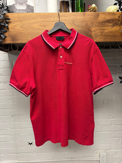 Prada Sport Logo Red Polo