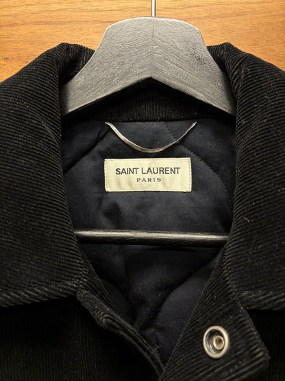 2017 Saint Laurent ‘Je T’aime’ Black/Yellow Corduroy ‘Teddy’ Varsity Jacket