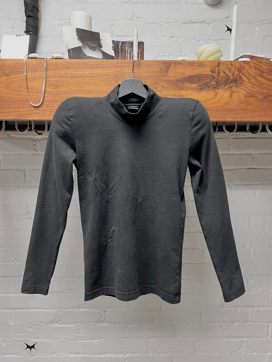 2023 Balenciaga ‘Padded Shoulder’ Mock Neck Long Sleeve Shirt