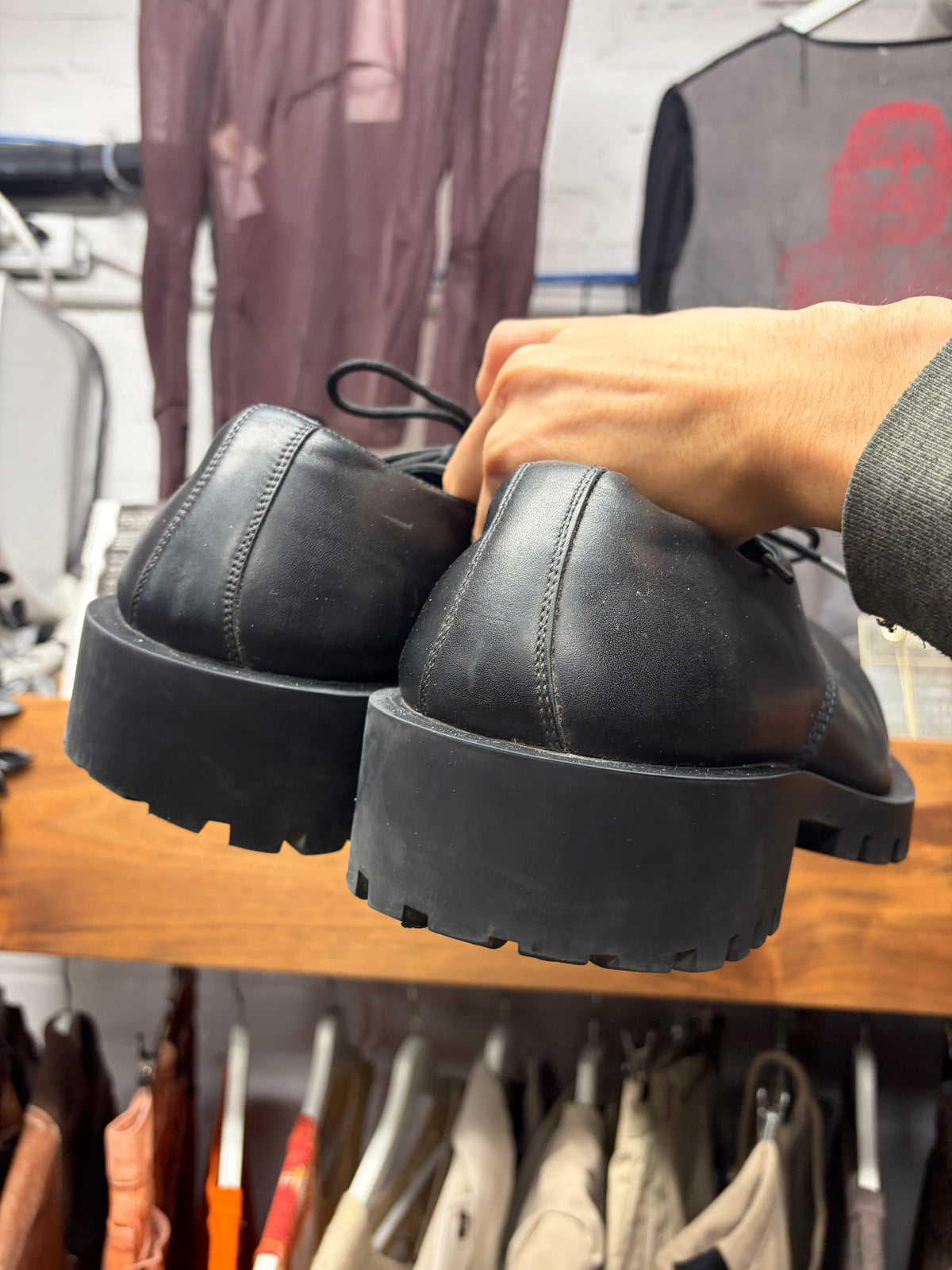 Balenciaga ‘Steroid’ Oversized Black Leather Derbys