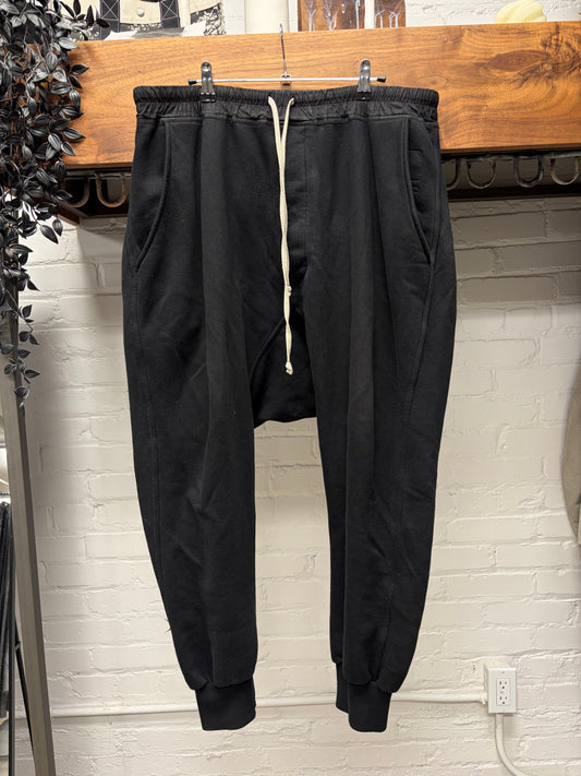 Rick Owens Drop Crotch Black Drawstring Sweatpants