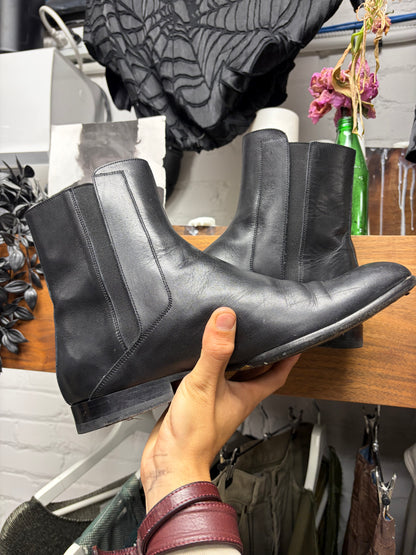 Maison Margiela Pointed Toe Black Leather Chelsea Boots
