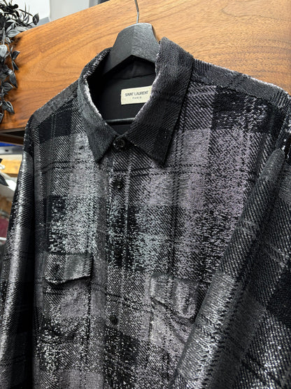 2018 Saint Laurent by Anthony Vacarello Sequin Shadow Plaid Flannel