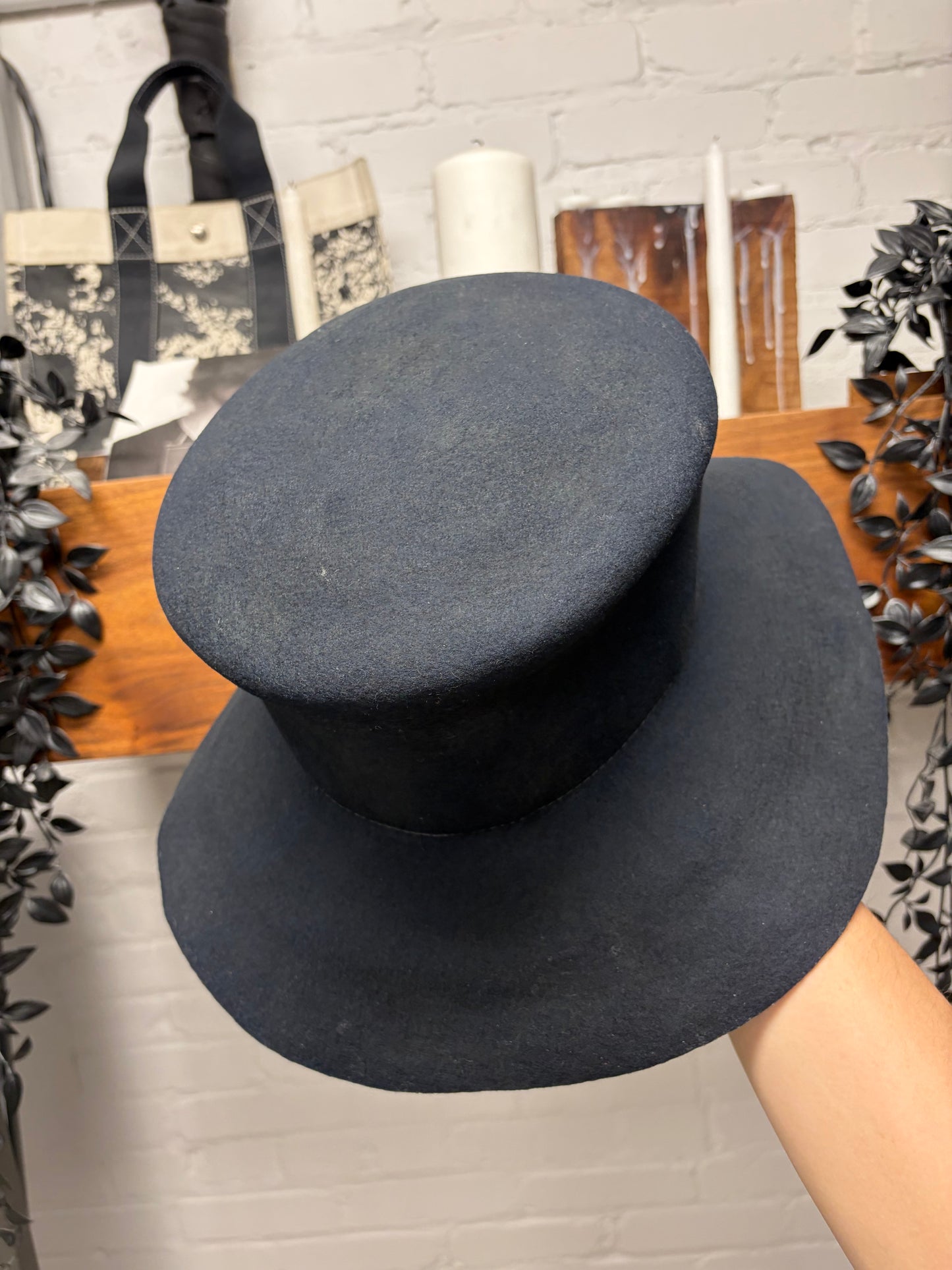 Yohji Yamamoto Pour Homme Black Wool ‘Slouch Brim’ Top Hat