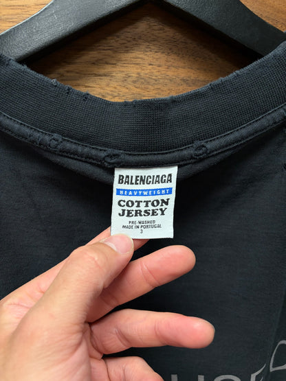 2024 Balenciaga ‘Internal Use Only’ Inside Out Oversized Black Slogan T-Shirt