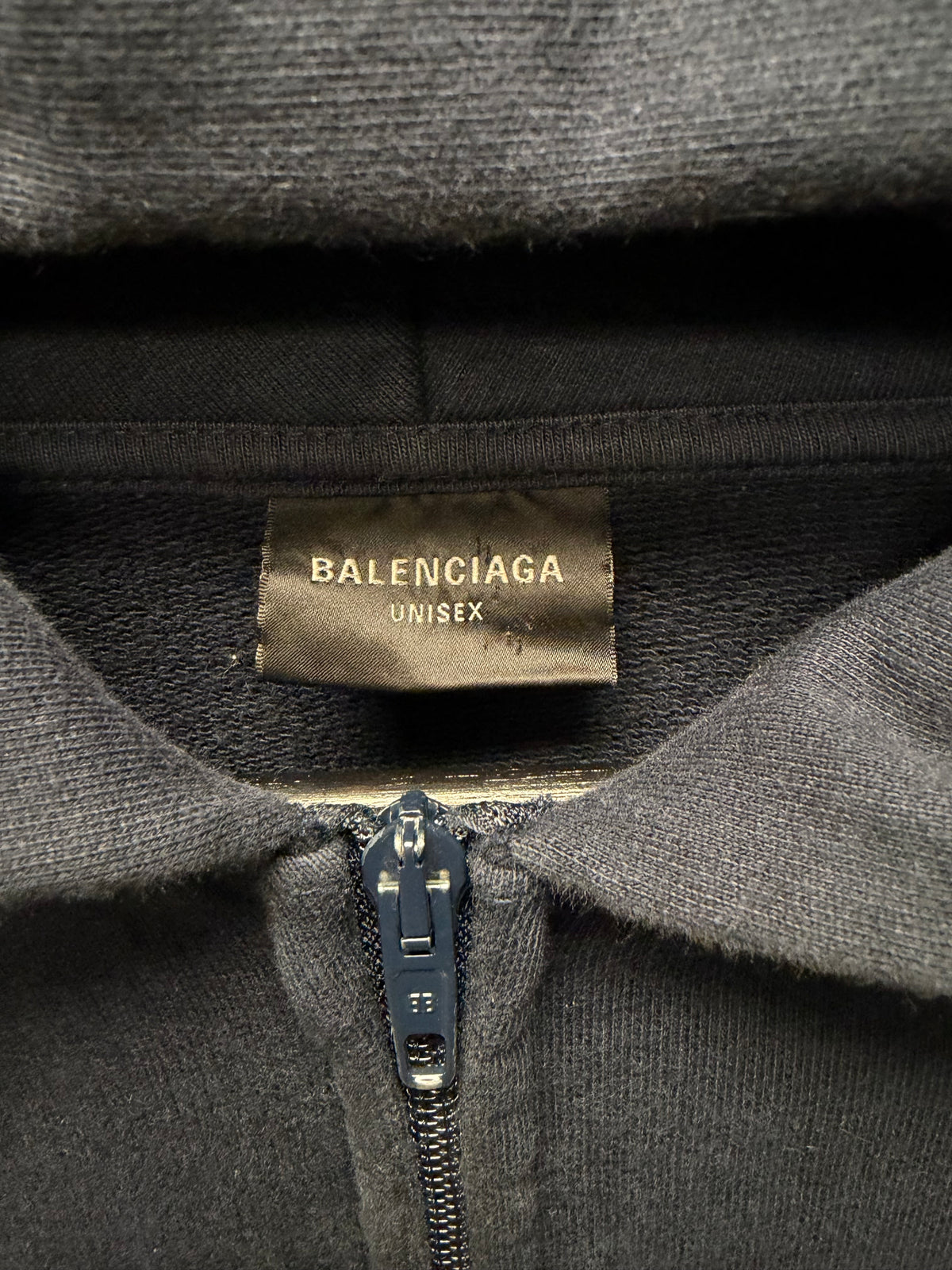 2022 Balenciaga Navy Blue ‘Polo’ Zip Up Oversized Hoodie