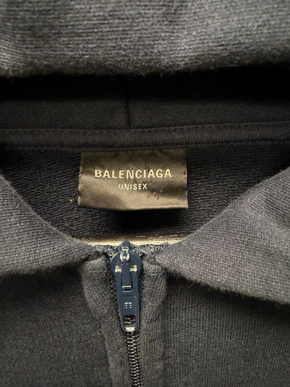 2022 Balenciaga Navy Blue ‘Polo’ Zip Up Oversized Hoodie