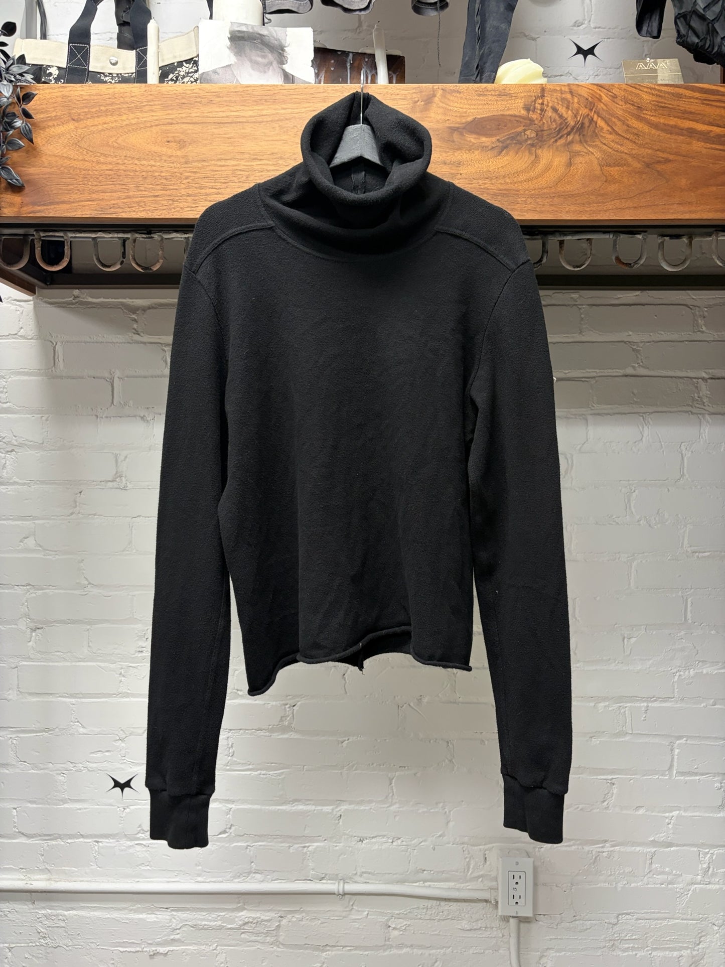 2024 Rick Owens x Moncler Black ‘Badge Logo’ Roll Neck Sweater