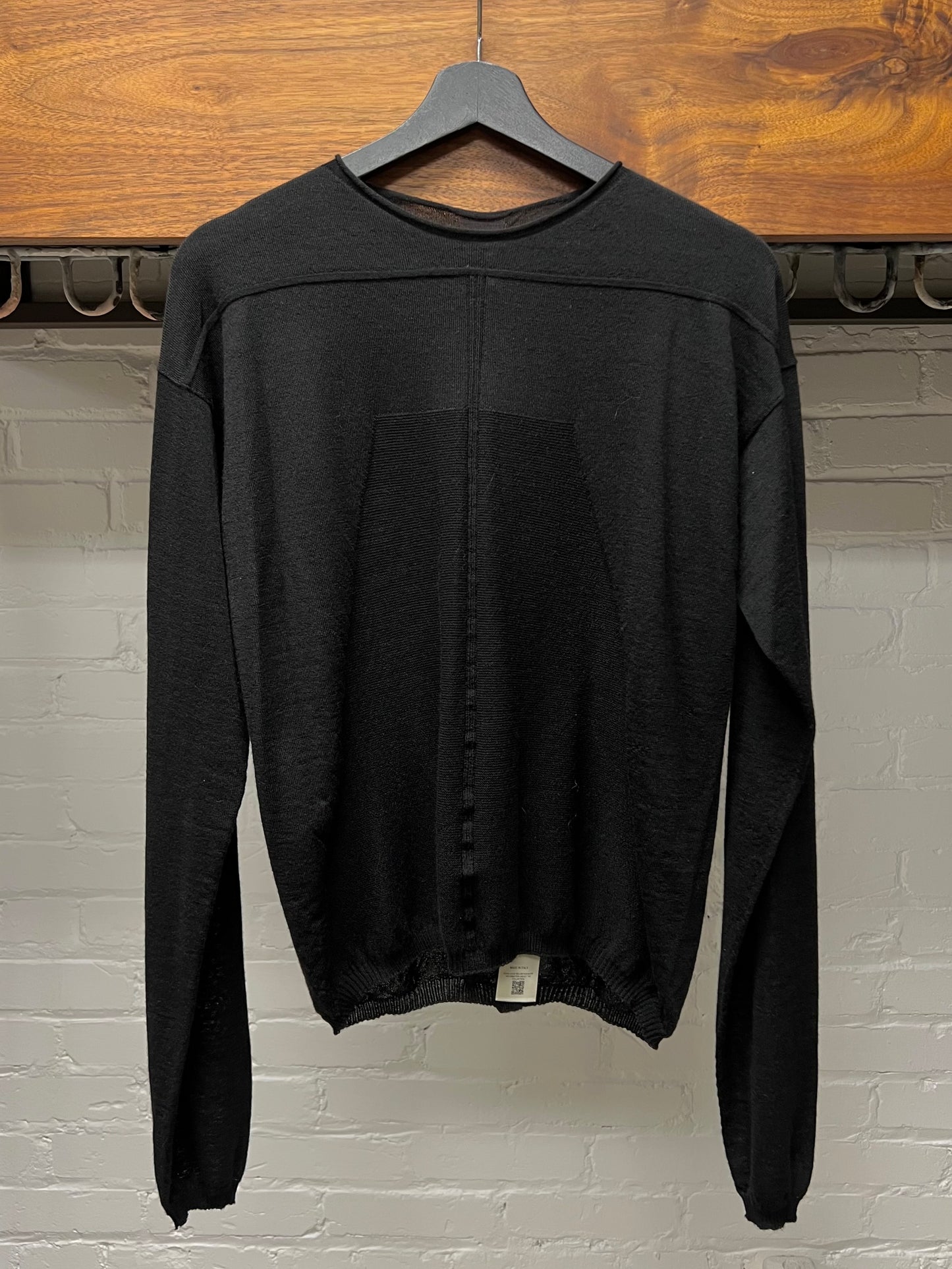 SS2025 Rick Owens ‘Hollywood’ Virgin Wool Black Stretch Knit Sweater