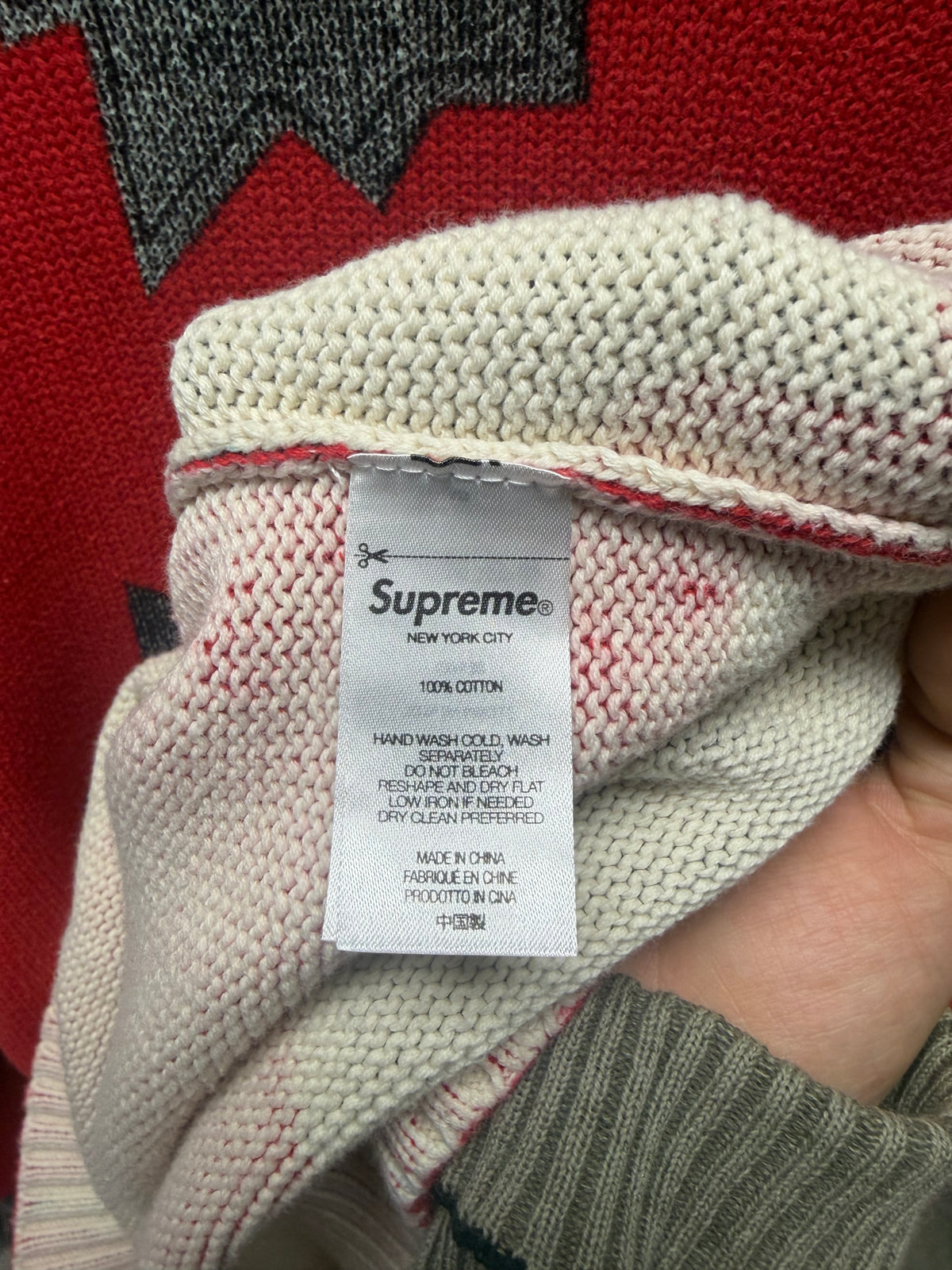 SS2022 Supreme x Nate Lowman ‘Gunshot’ Red Knit Sweater