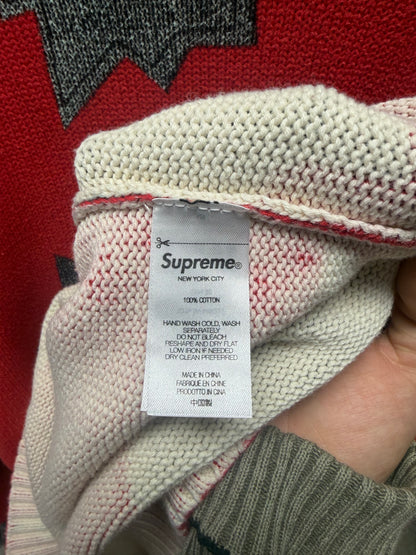 SS2022 Supreme x Nate Lowman ‘Gunshot’ Red Knit Sweater