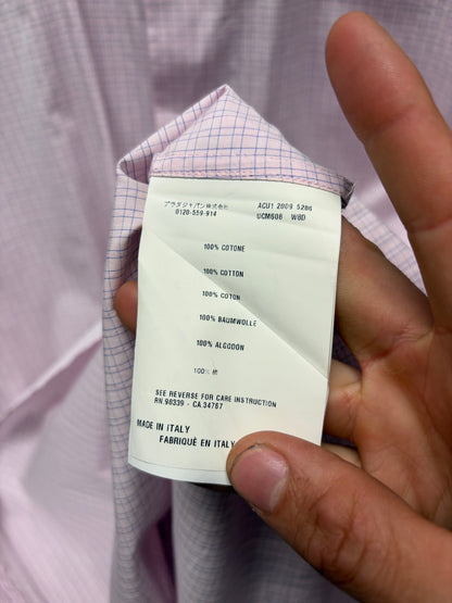 2009 Prada Pink Gingham Cotton Button Up-Shirt