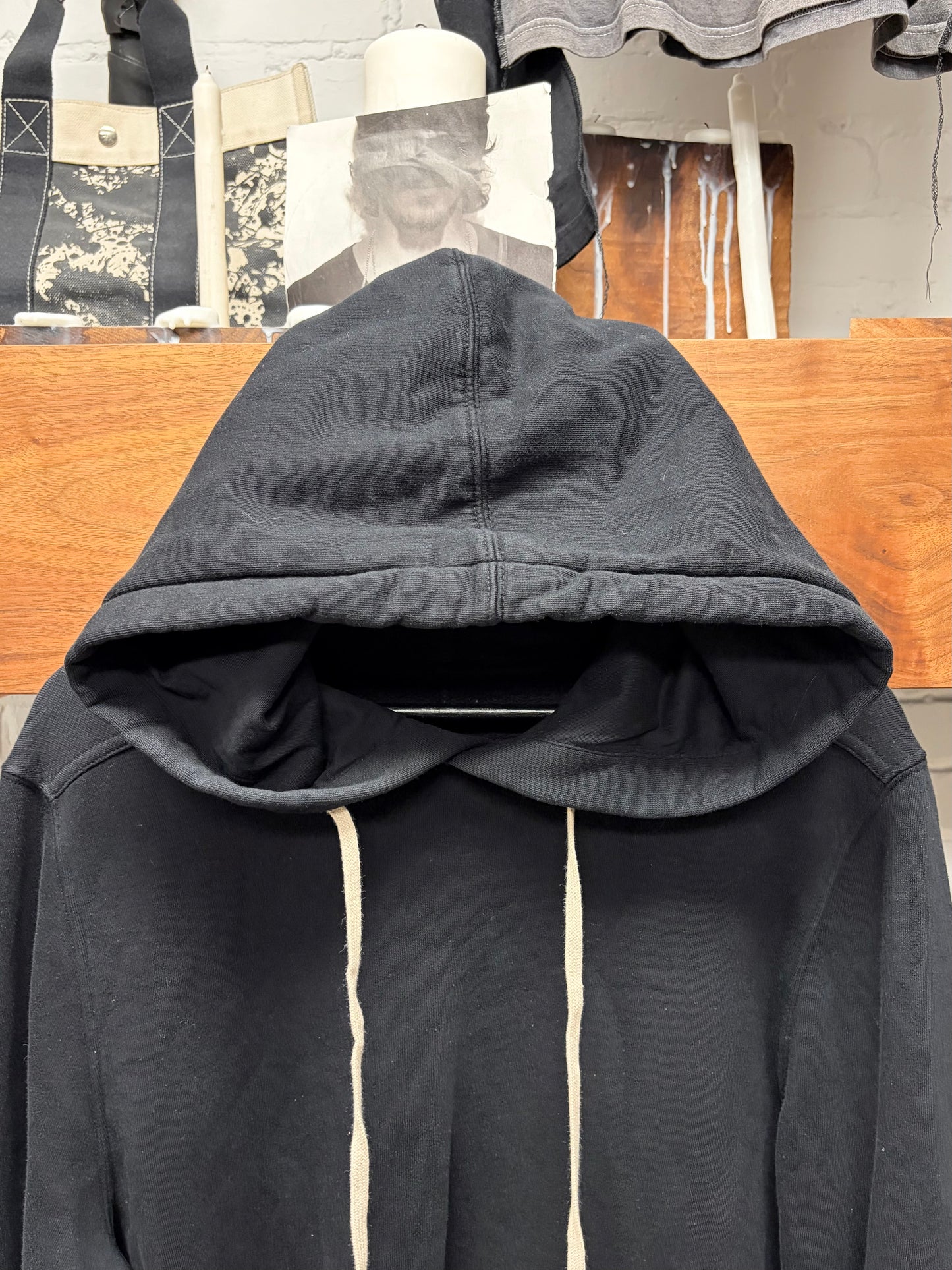 Rick Owens Black Oversized Drawstring Hoodie