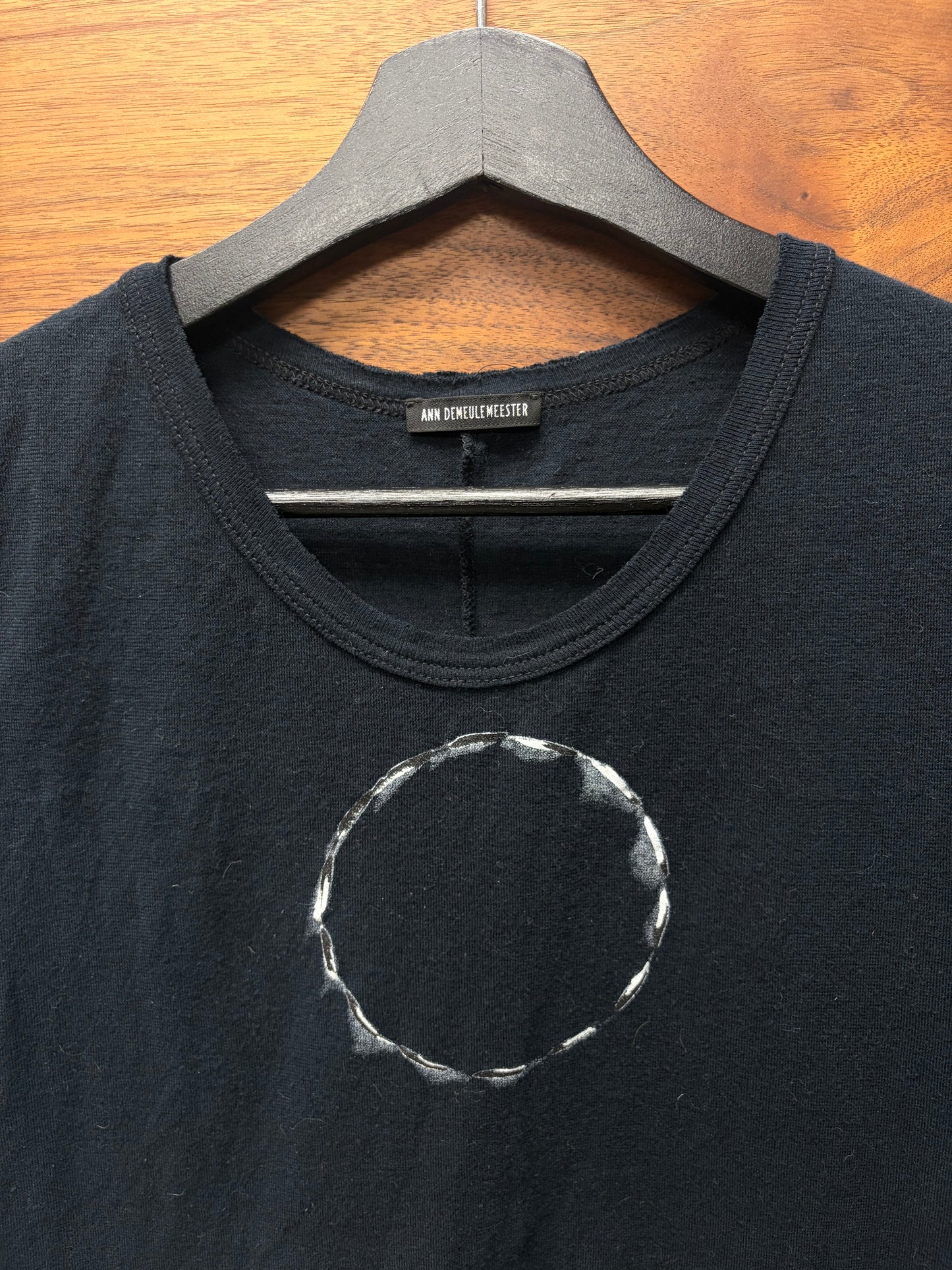 Ann Demeulemeester ‘Feather Circle’ Black Tank Top