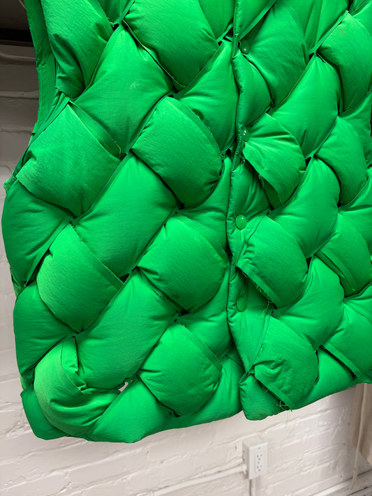 Bottega Veneta ‘Intrecciato Woven’ Signature Green Quilted Puffer Vest