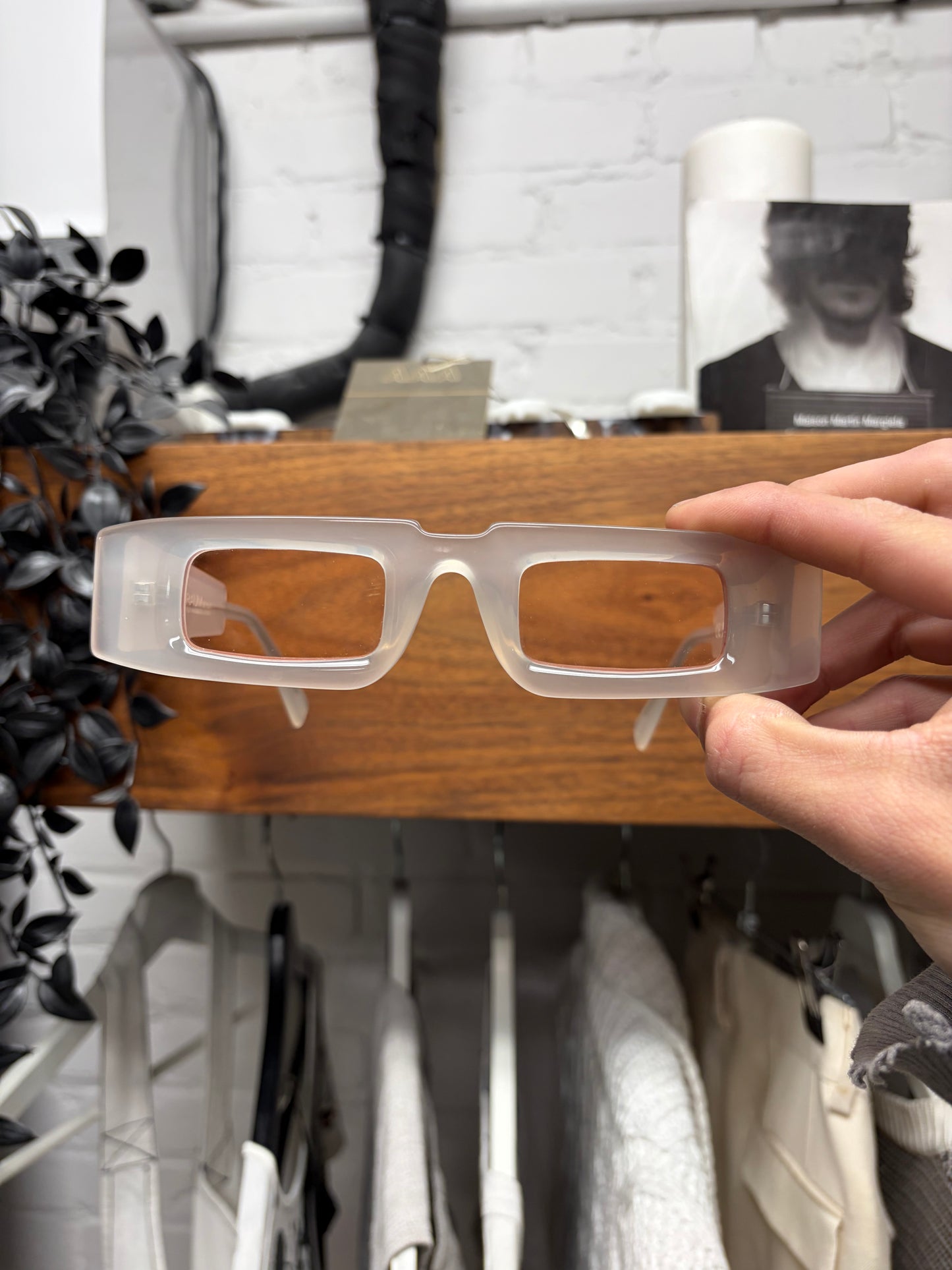 Kuboraum ‘X5’ Rectangular Translucent Frame Sunglasses