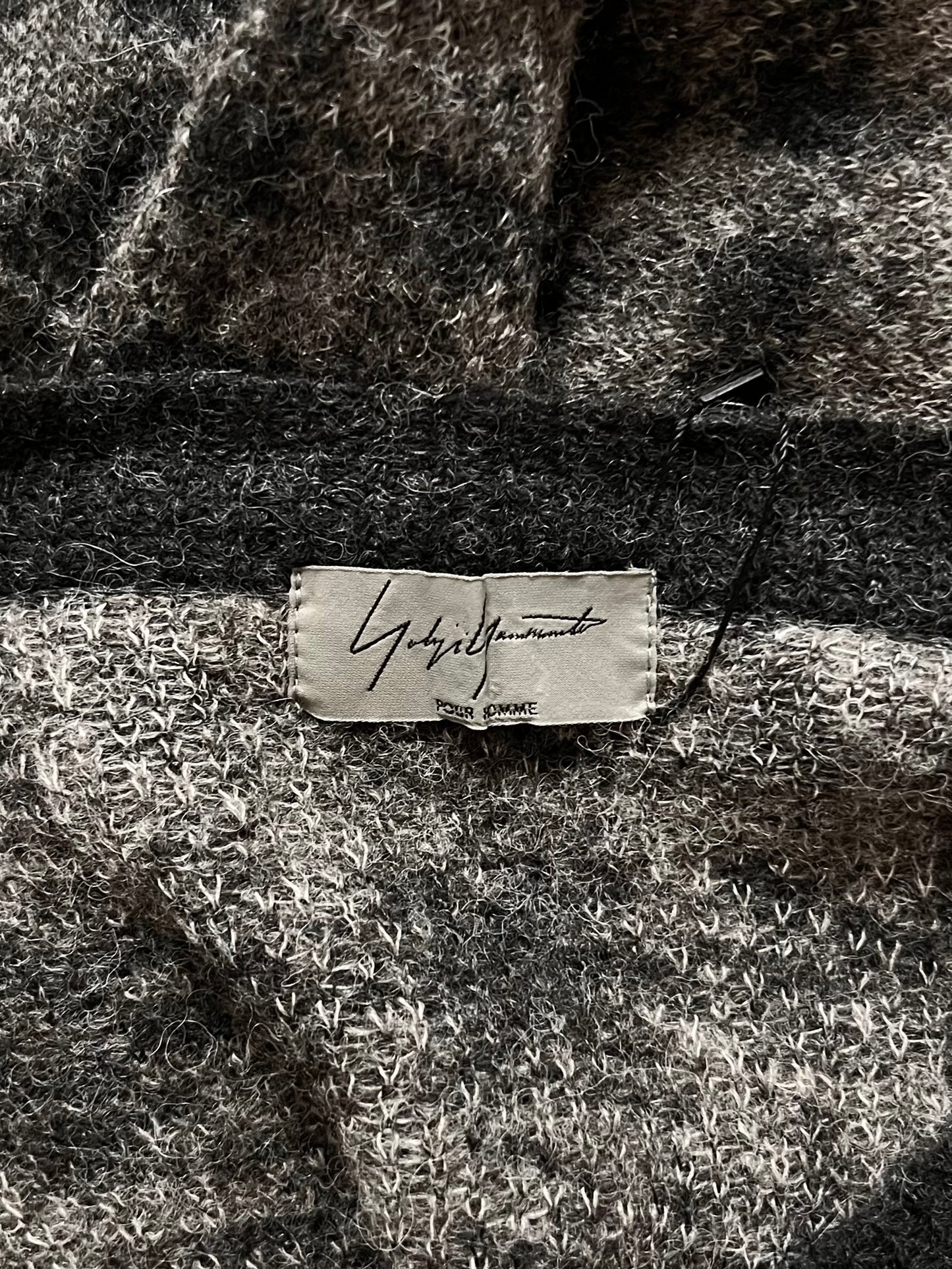 Yohji Yamamoto Pour Homme Grey Grid Knit Sweater
