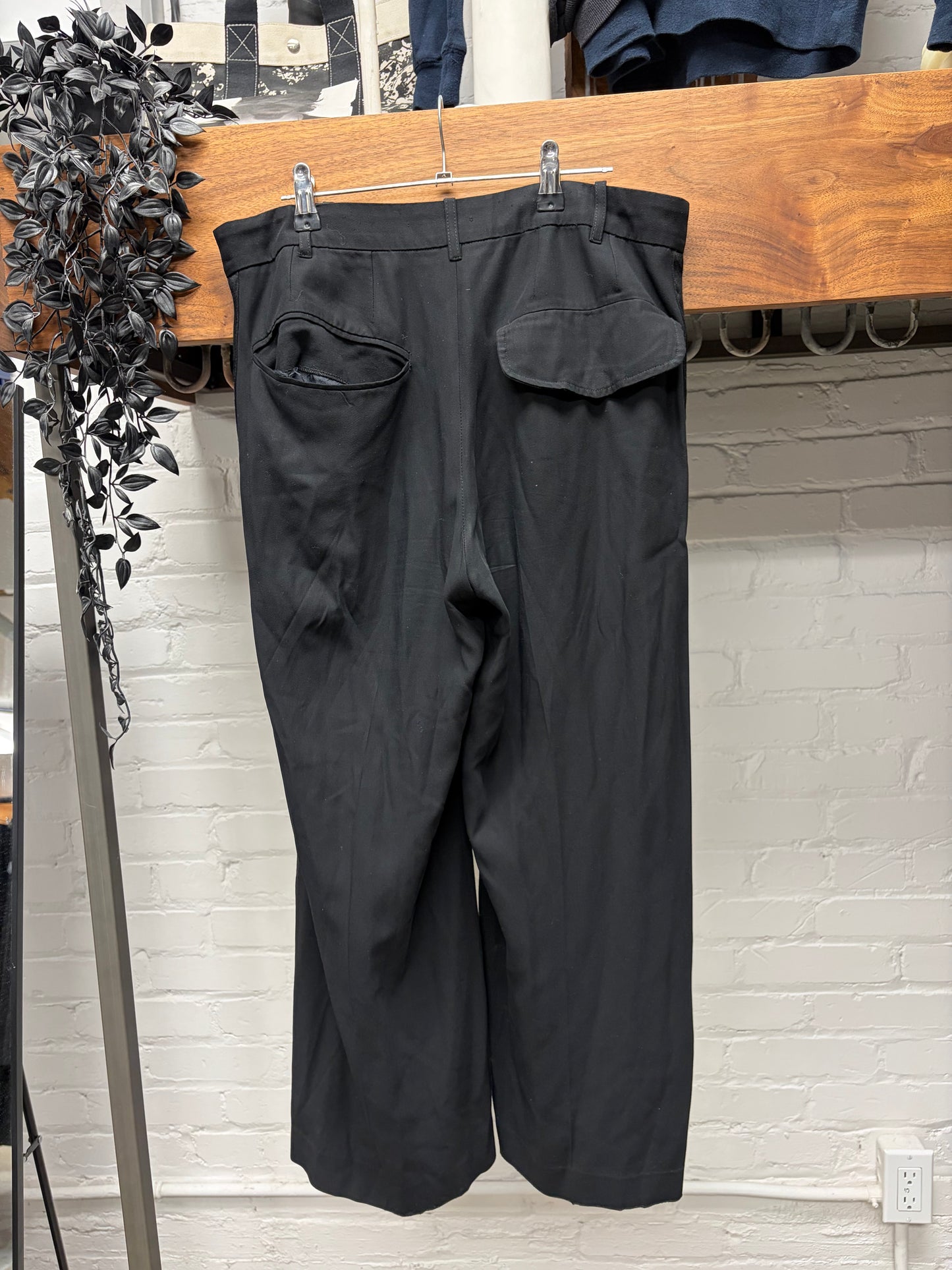 Ann Demeulemeester ‘Velour Side Seam’ Black Wide Leg Trousers