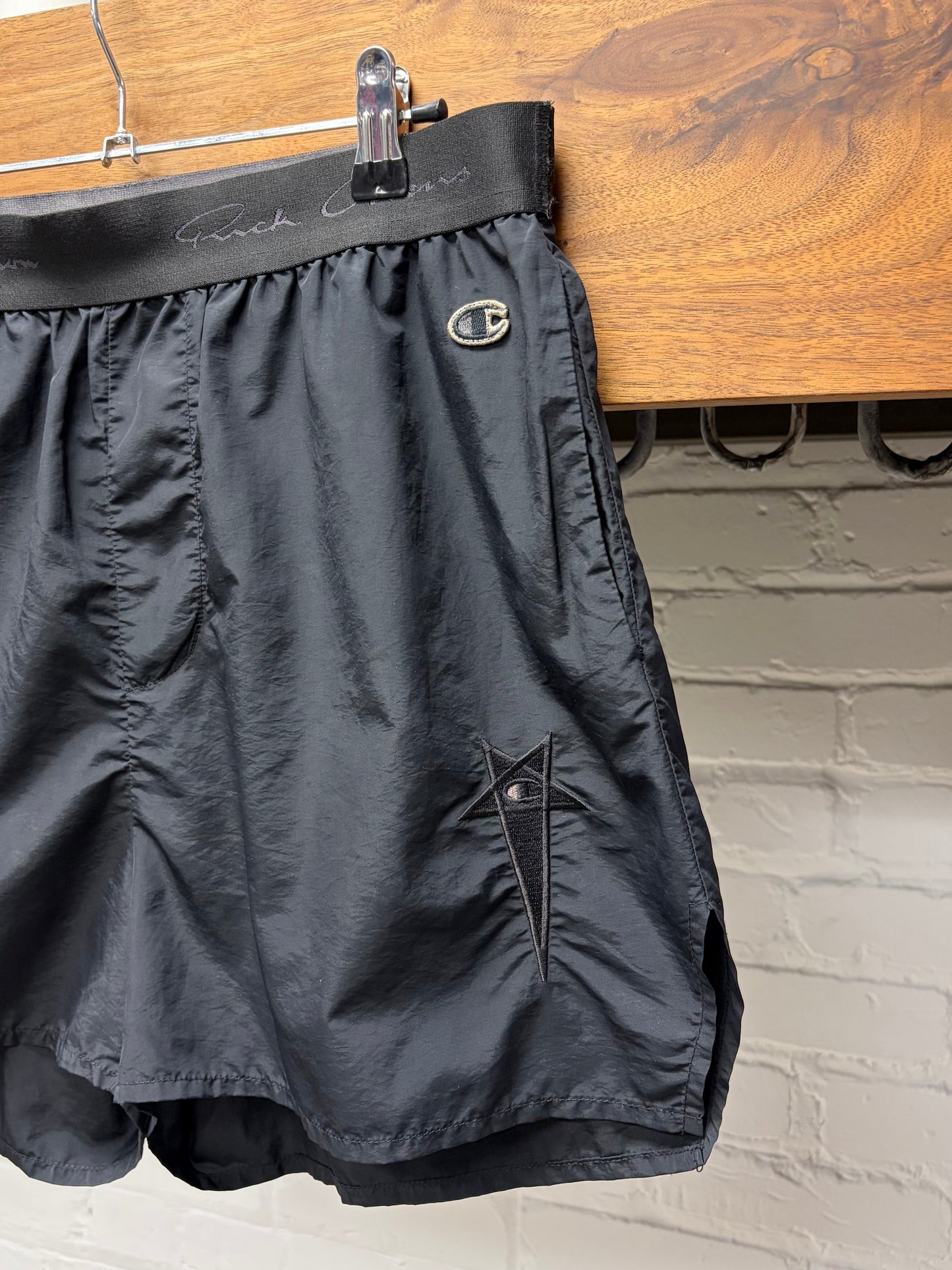 SS2020 Rick Owens x Champion ‘Dolphin’ Black Nylon Boxer Shorts