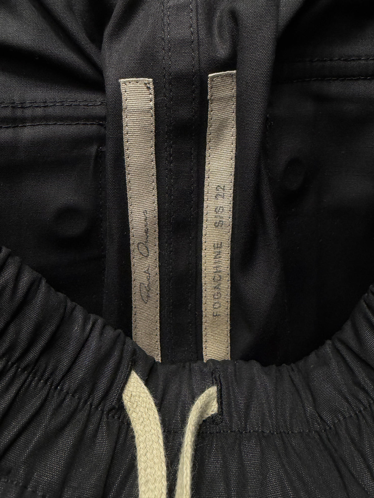 SS2022 Rick Owens ‘Fogachine’ Black Nylon Drawstring Cargo Joggers