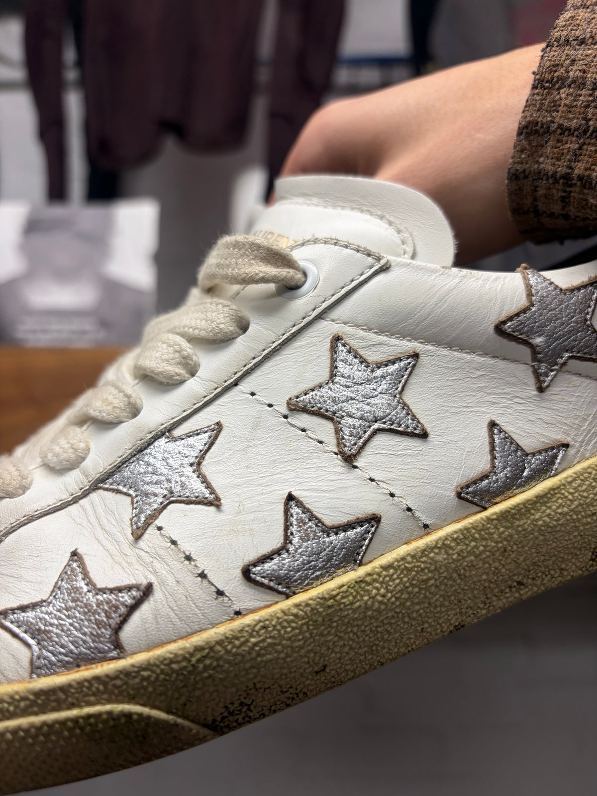 Saint Laurent ‘SL/06’ Court Star Patch Silver/White Leather Low Top Leather Sneakers