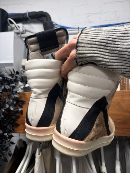Rick Owens Pony Hair ‘Geobasket’ High Top Sneakers