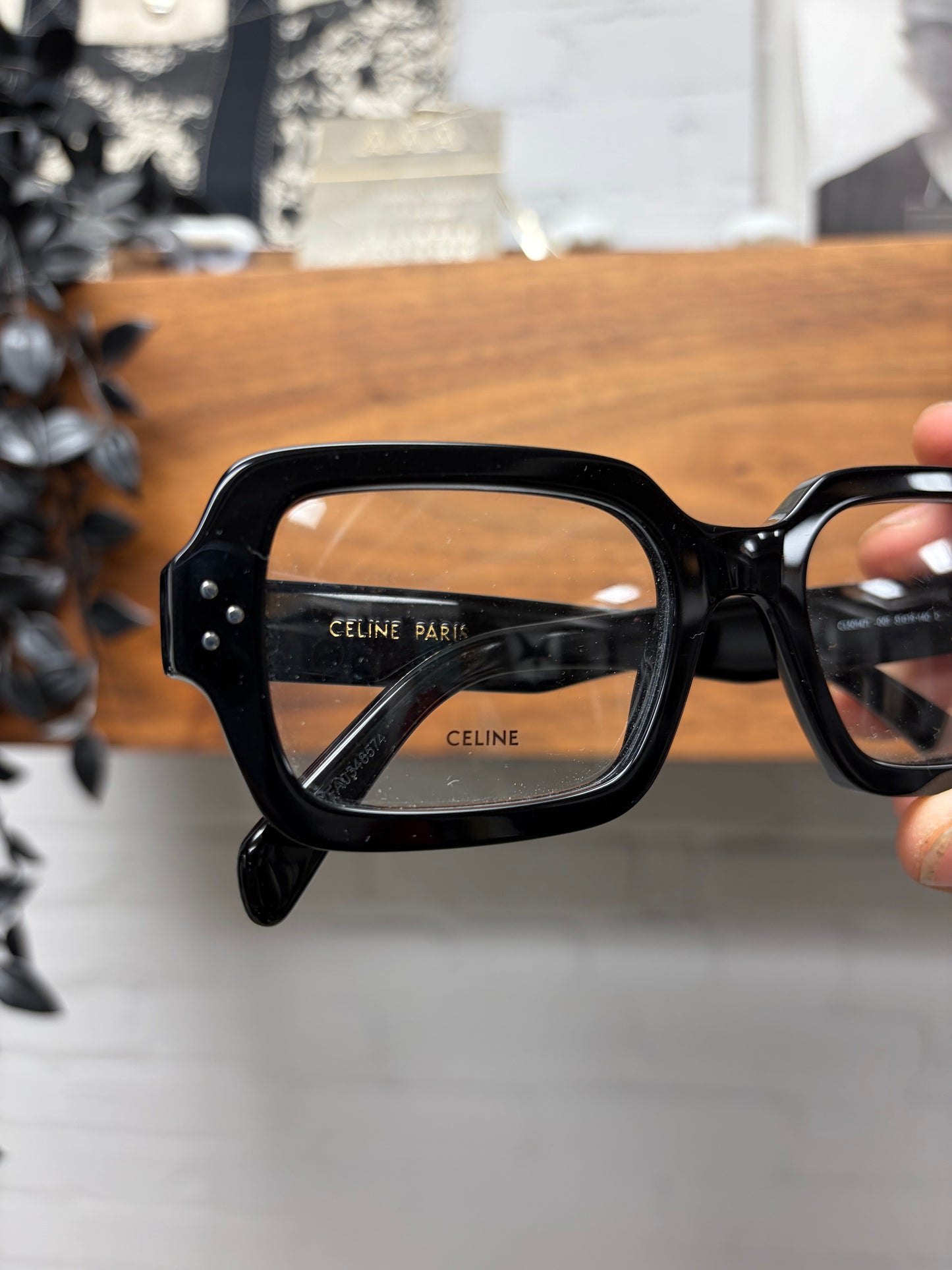 Celine ‘CL501471’ Boxy Rectangular Shape Black Optical Glasses