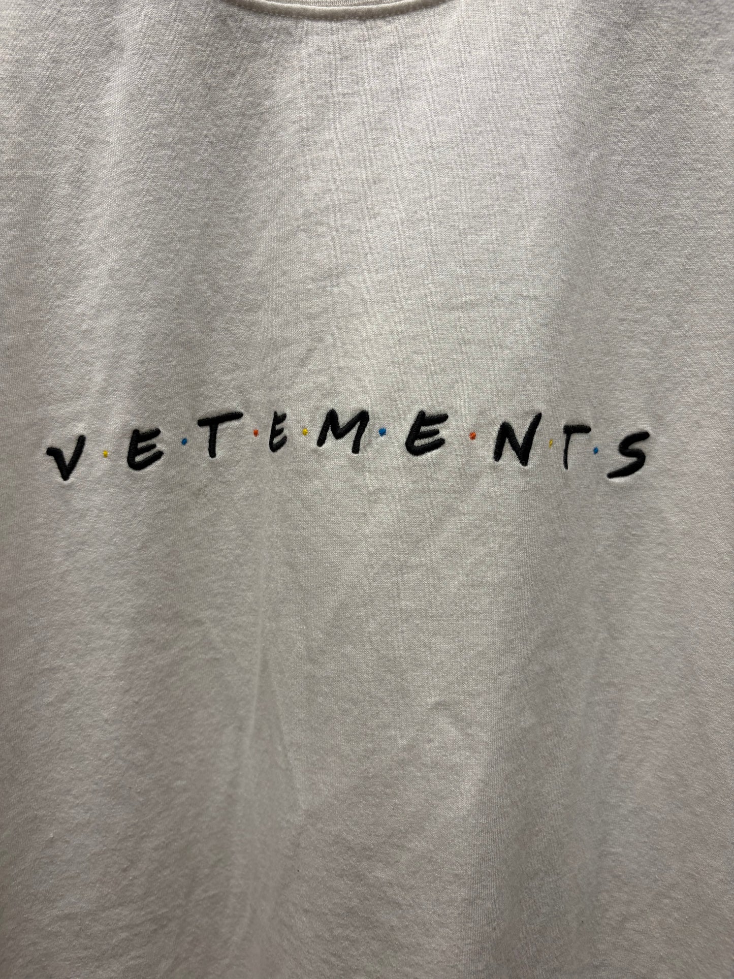 Vetements ‘Friends’ Parody Embroidered Logo White Oversized T-Shirt