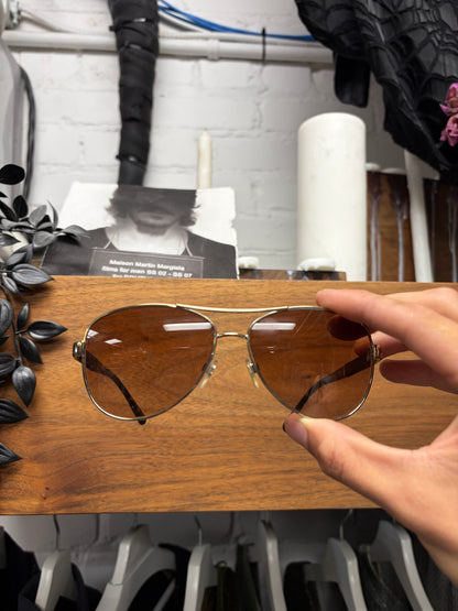 Burberry ‘Novacheck’ Brown Tinted Aviator Sunglasses