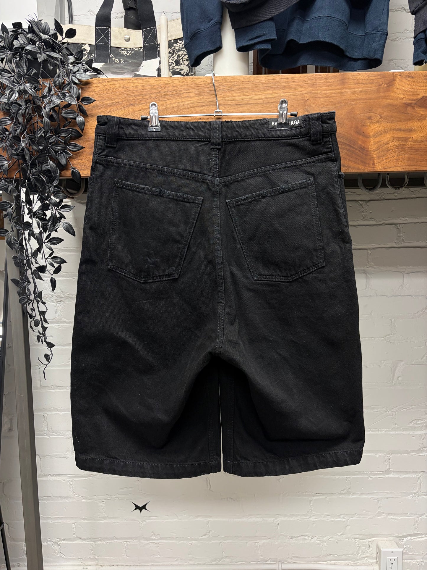 2020 Balenciaga Over Knee Length Denim Shorts