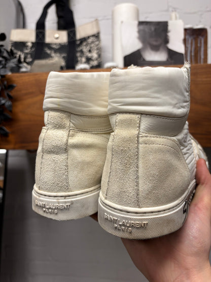 Saint Laurent ‘Smoking Forever’ White Court High Top Sneakers