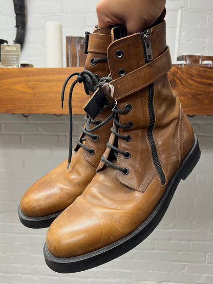 Ann Demeulemeester ‘Maxim’ Brown Leather Combat Boots