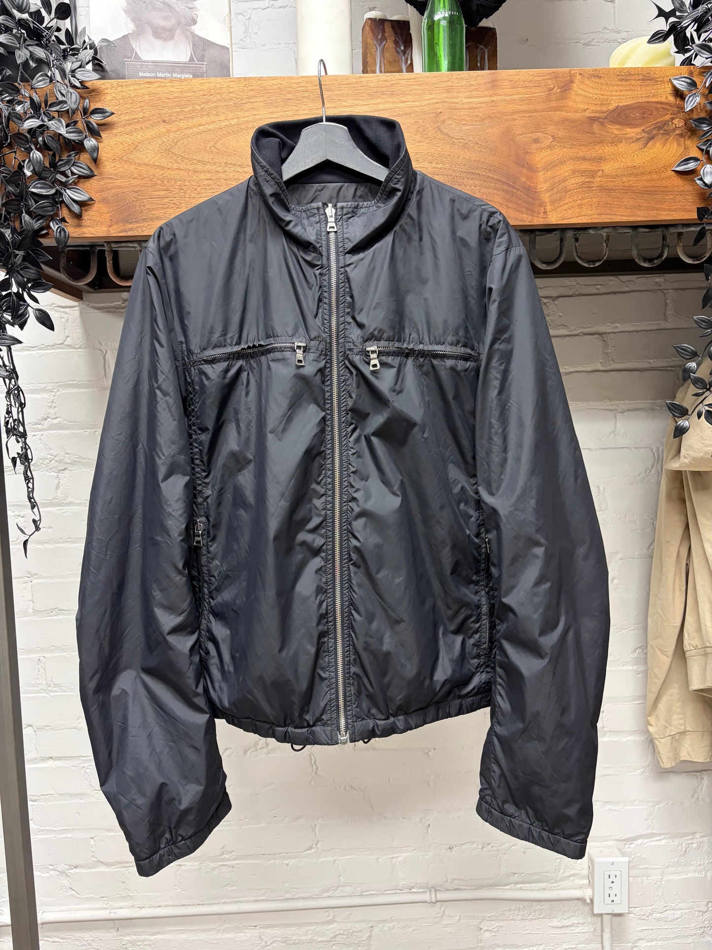 Vintage Prada Black Nylon Sport Jacket with Ribbed Liner