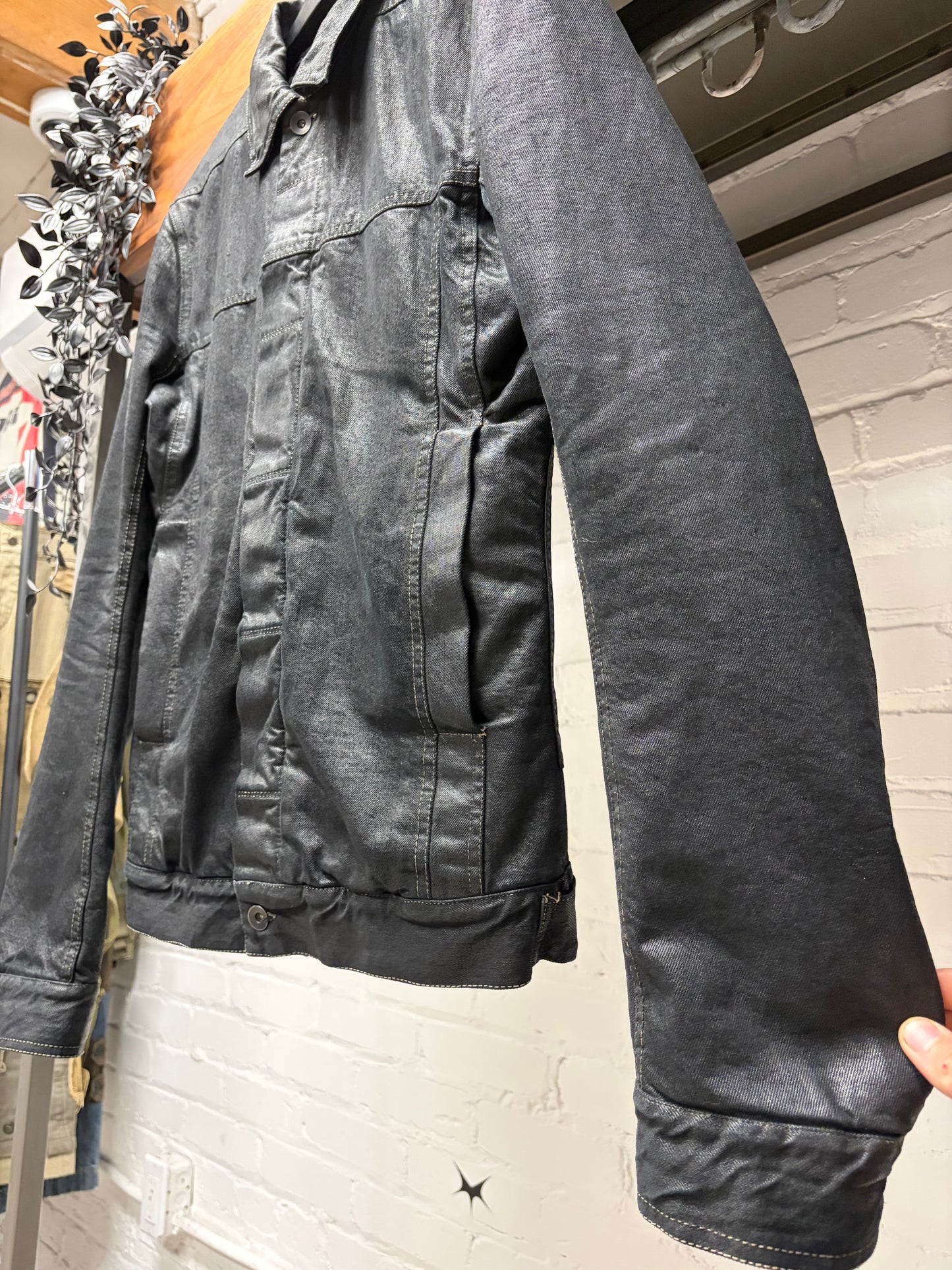 AW2015 Rick Owens ‘Sphinx’ Waxed Denim ‘Lung Pocket’ Padded Work Jacket