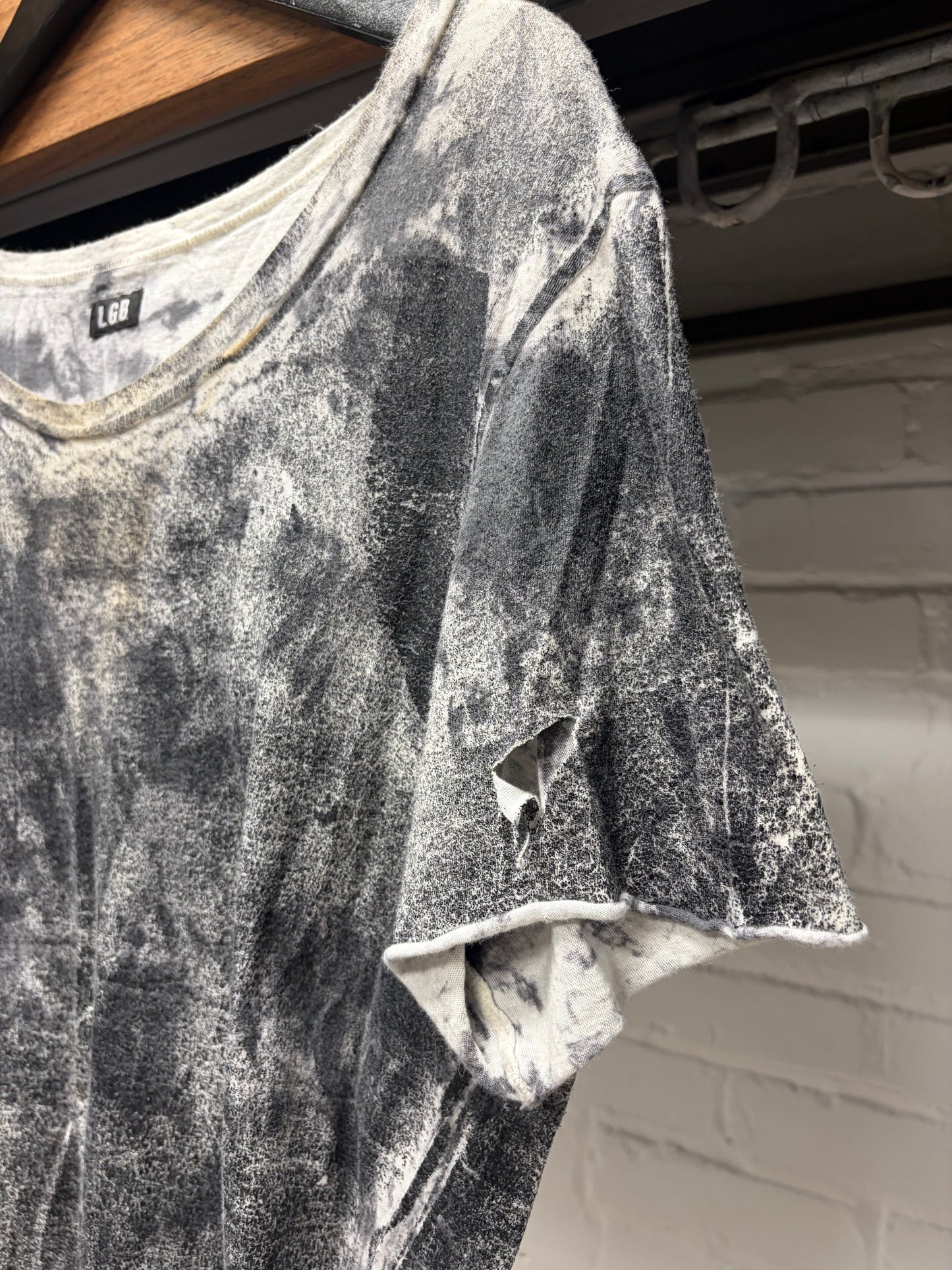 L.G.B. Thrash Distressed ‘Smoke Wash’ Grey Cotton T-Shirt