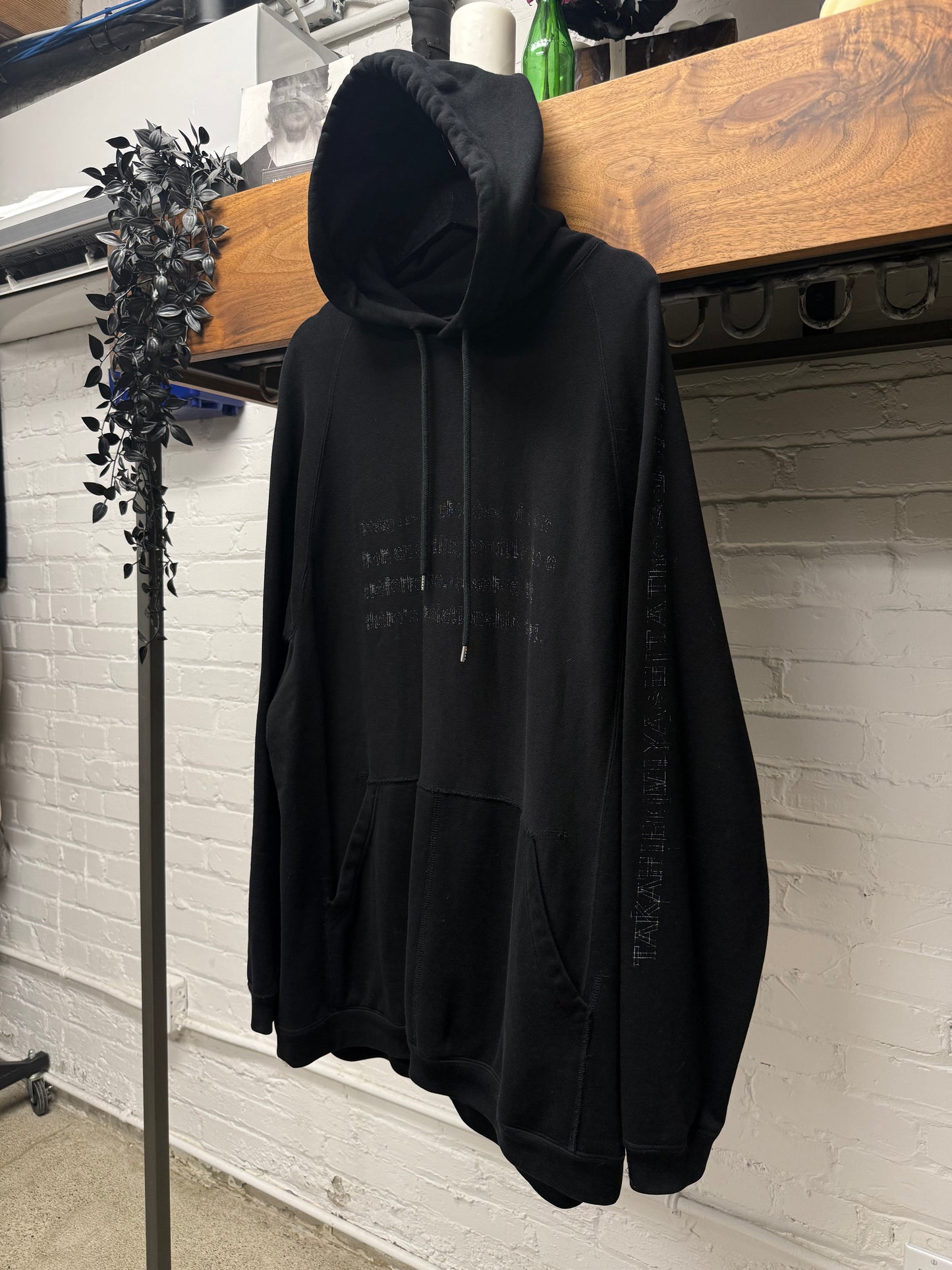 Takahiro Miyashita The Soloist ‘Design Language’ Blurred Text Black Pullover Hoodie
