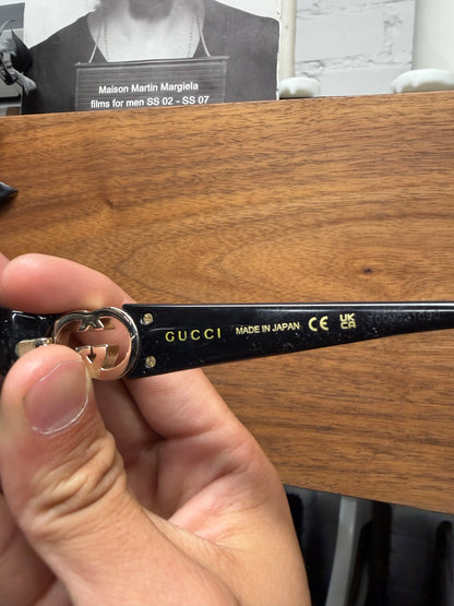Gucci Black/Silver ‘GG Interlock Logo’ Oval Shape Glasses