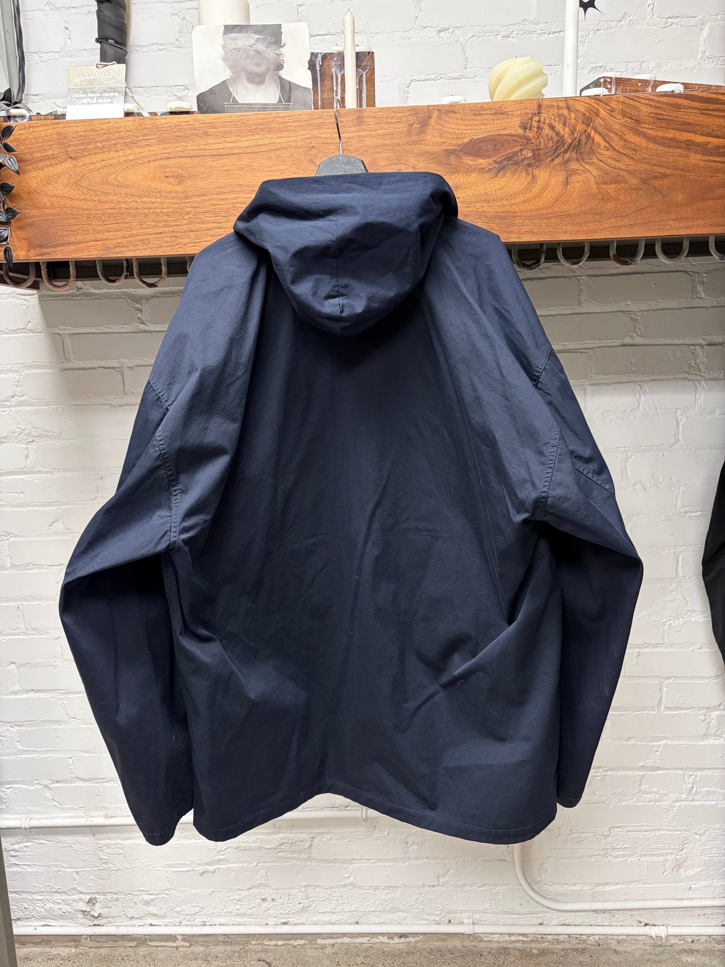 2024 Balenciaga Oversized Navy Blue Cotton Hooded ‘Work Jacket’