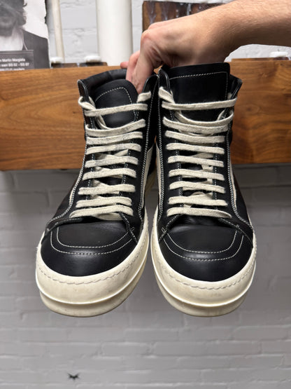 Rick Owens Owens ‘Vans’ Mainline Black Leather High Top Sneakers