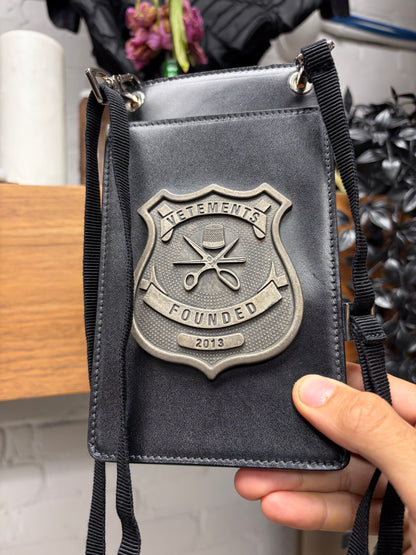 SS2020 Vetements ‘Police Badge’ Black Leather Cardholder Pouch
